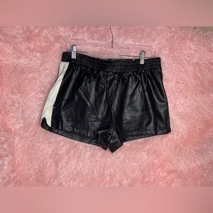 Black and white striped shorts